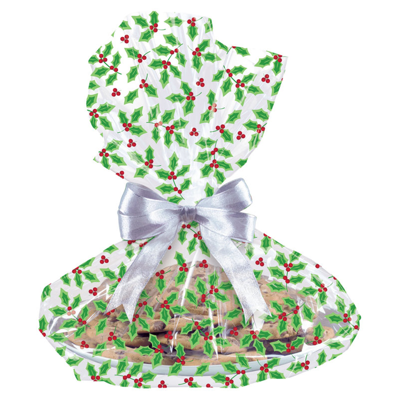 Amscan Christmas Holly Cellophane Tray Bag Wayfair